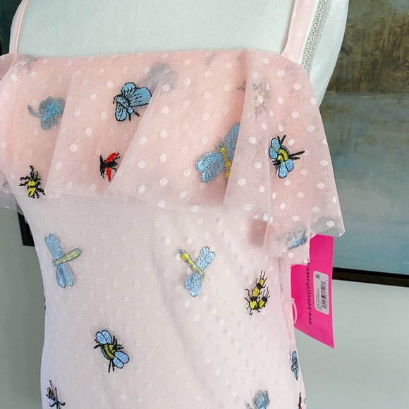 Betsey Johnson - Embroidered Pink Cottagecore Zip Dress - Picture 7 of 16